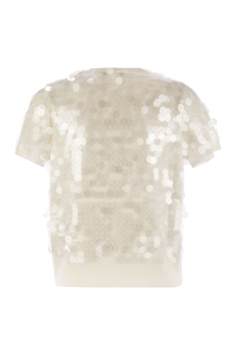 MAX MARA Wool Sweater with Sequins - Soft Fit, Crew Neck, Short Sleeves