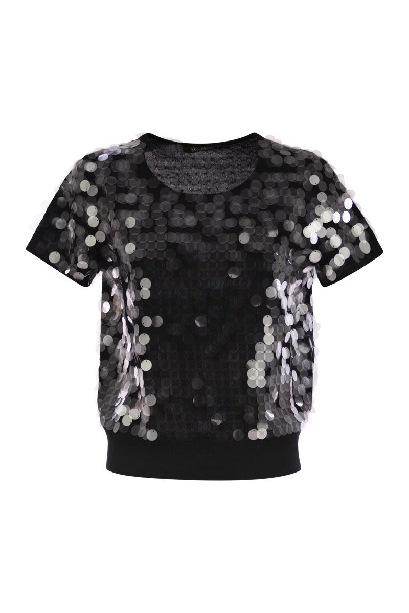 MAX MARA Wool Sweater with Sequin Embellishments - Short Sleeve