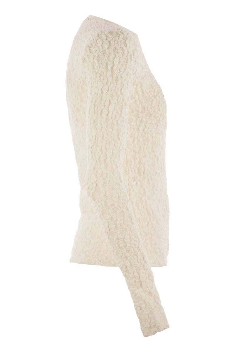 MAX MARA Tight-Fitting Cloqué Lace T-Shirt