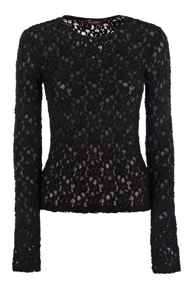 MAX MARA Feminine Tight-Fitting Cloqué Lace T-Shirt