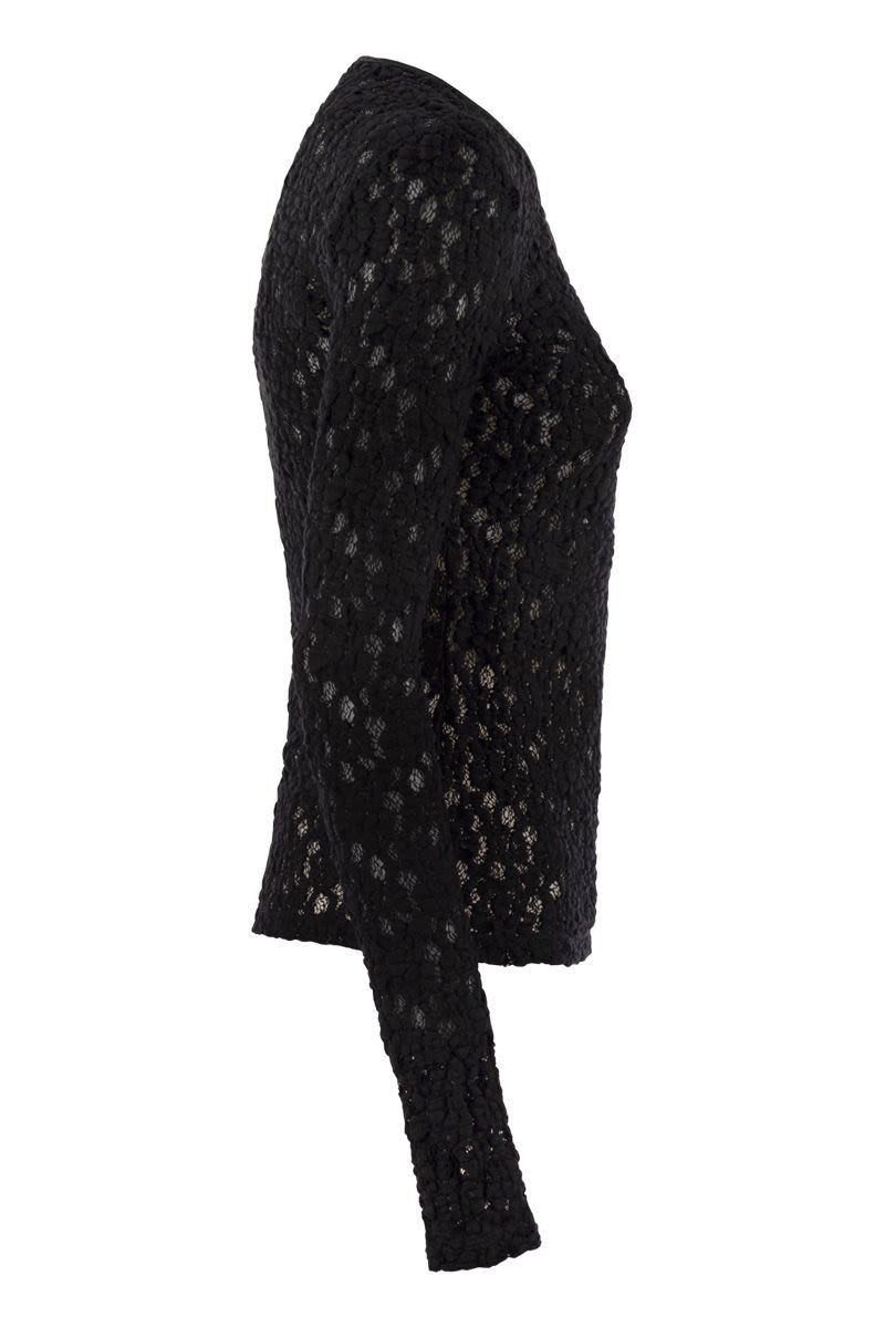 MAX MARA Feminine Tight-Fitting Cloqué Lace T-Shirt