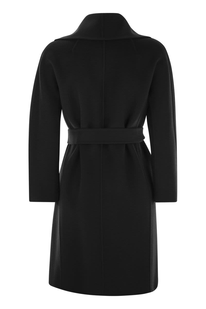 S MAX MARA Wool Midi Jacket with Scarf Collar and Kimono Sleeves