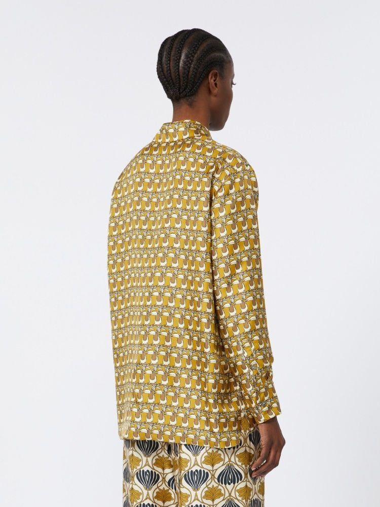 S MAX MARA Silk Button-Down Shirt with All-Over Print