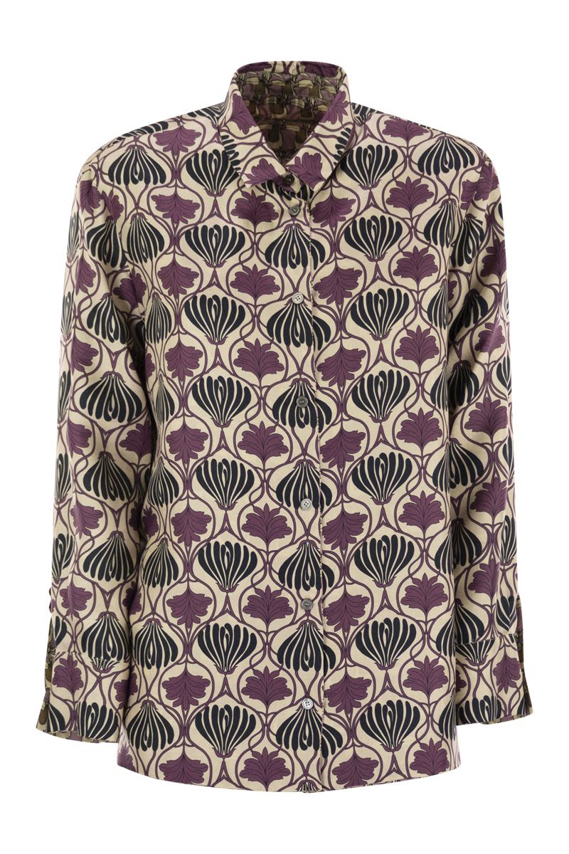 S MAX MARA Reversible Printed Silk Shirt - Women’s Oversized Style