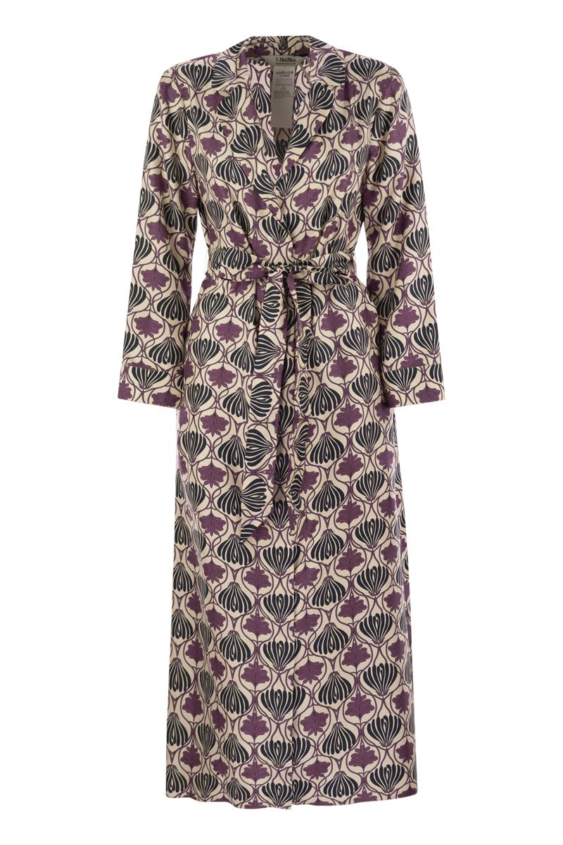 S MAX MARA Printed Silk Kaftan Dress - Long Style