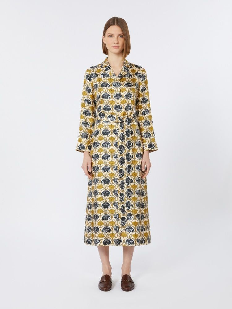 S MAX MARA Elegant Kaftan Dress with Collar and Hem Slit - Size 38