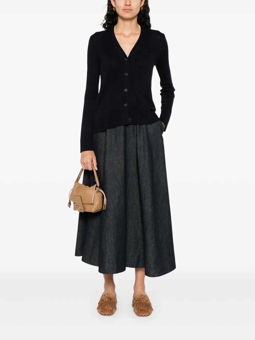 S MAX MARA Women's Relaxed Fit Wool Cardigan with V-Neck Design