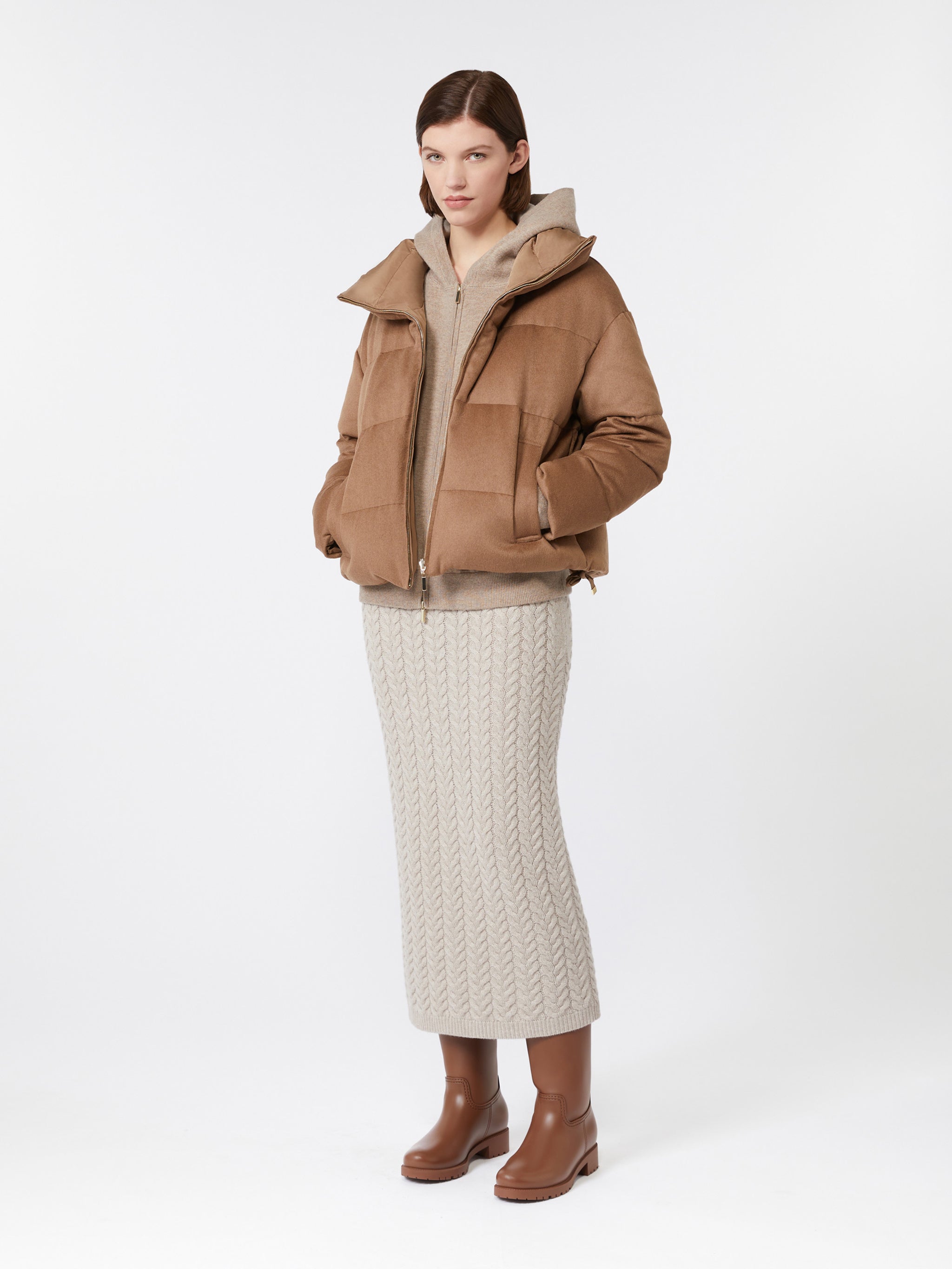 S MAX MARA Women's Hooded Cardigan with Contrast Pattern