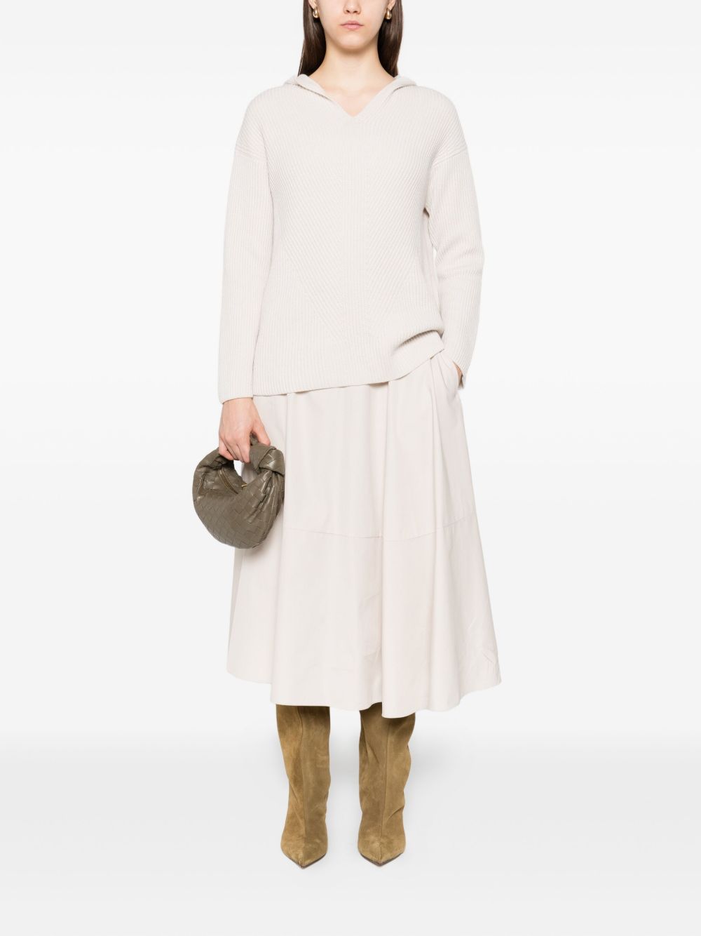 S MAX MARA Natural Knit Hoodie for Women - FW25 Collection