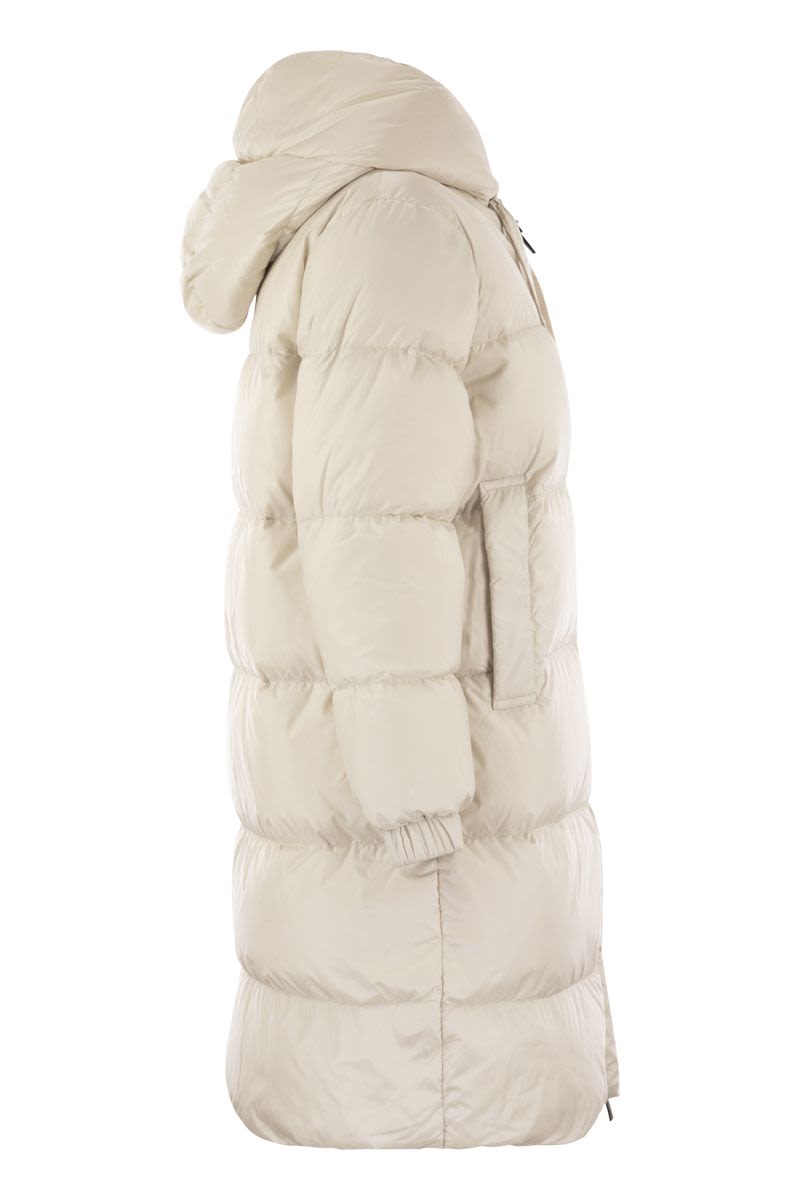 MAX MARA THE CUBE Long Down Jacket in Water-Repellent Fabric