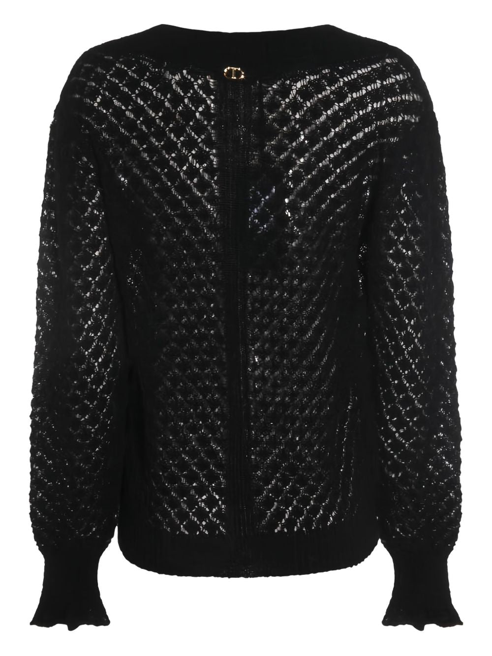 TWIN-SET Open Knit Sweater with Ruffled Cuffs for Women