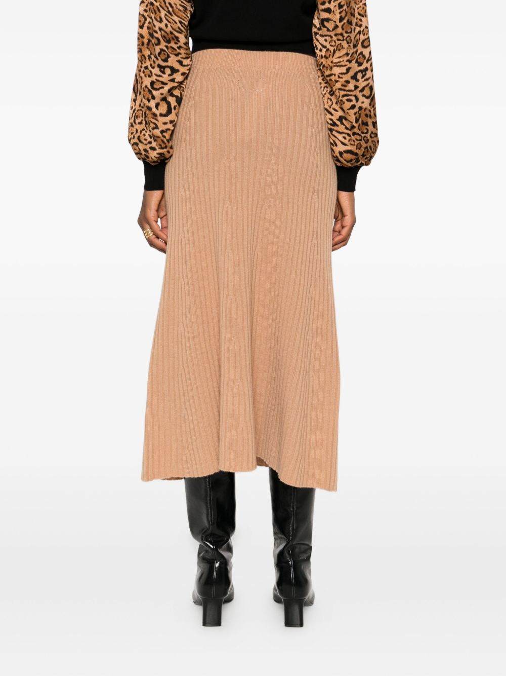 TWIN-SET Mid-Length Ribbed Knit A-Line Skirt for Women