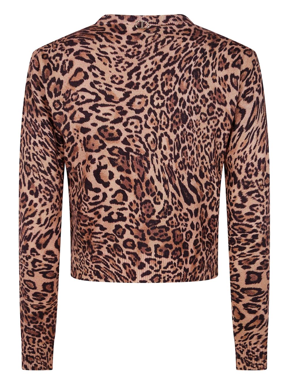 TWIN-SET Leopard Print Button-Up Knit Sweater