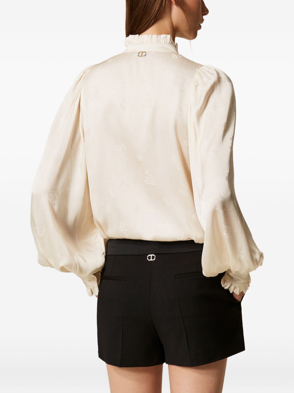 TWIN-SET Satin Waistband Mini Shorts