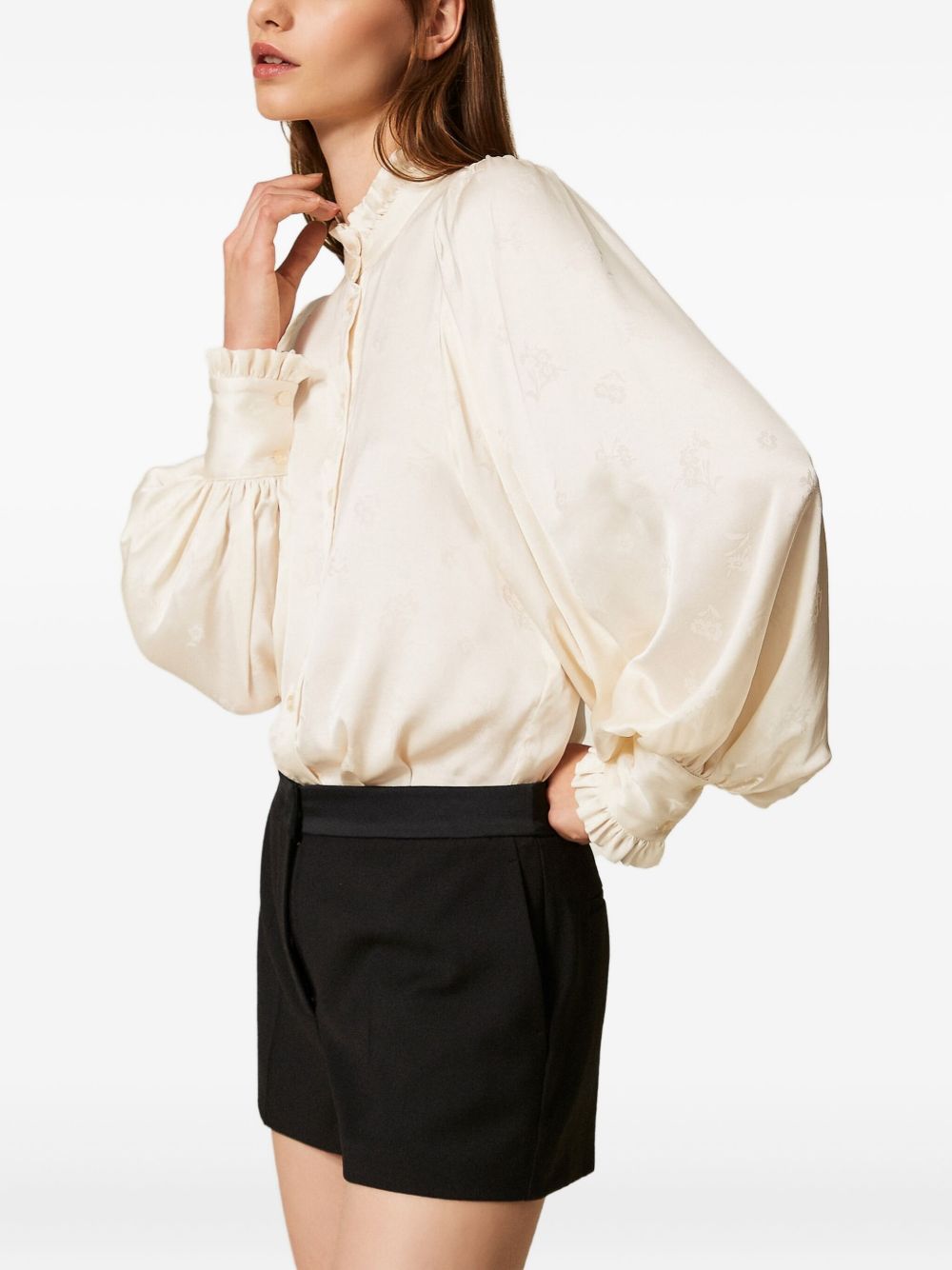 TWIN-SET Satin Waistband Mini Shorts