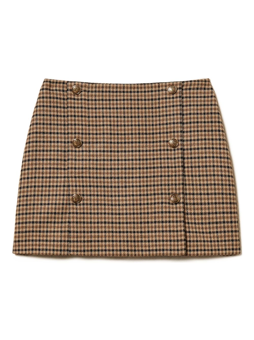 TWIN-SET Checkered Design Buttoned Mini Skirt