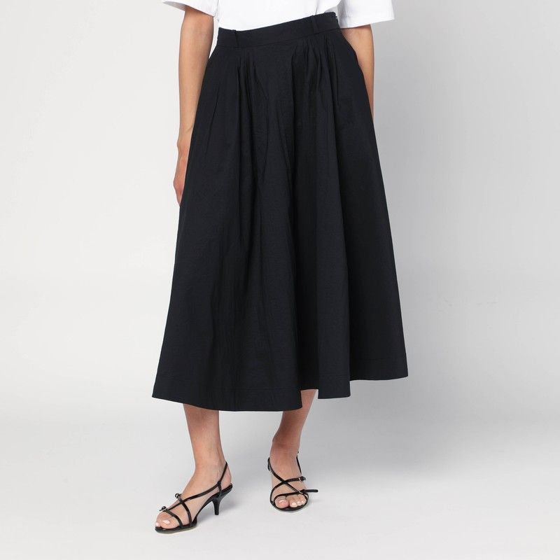 MKDT STUDIO Pleated Maxi Skirt with Elastic Waist and Pockets