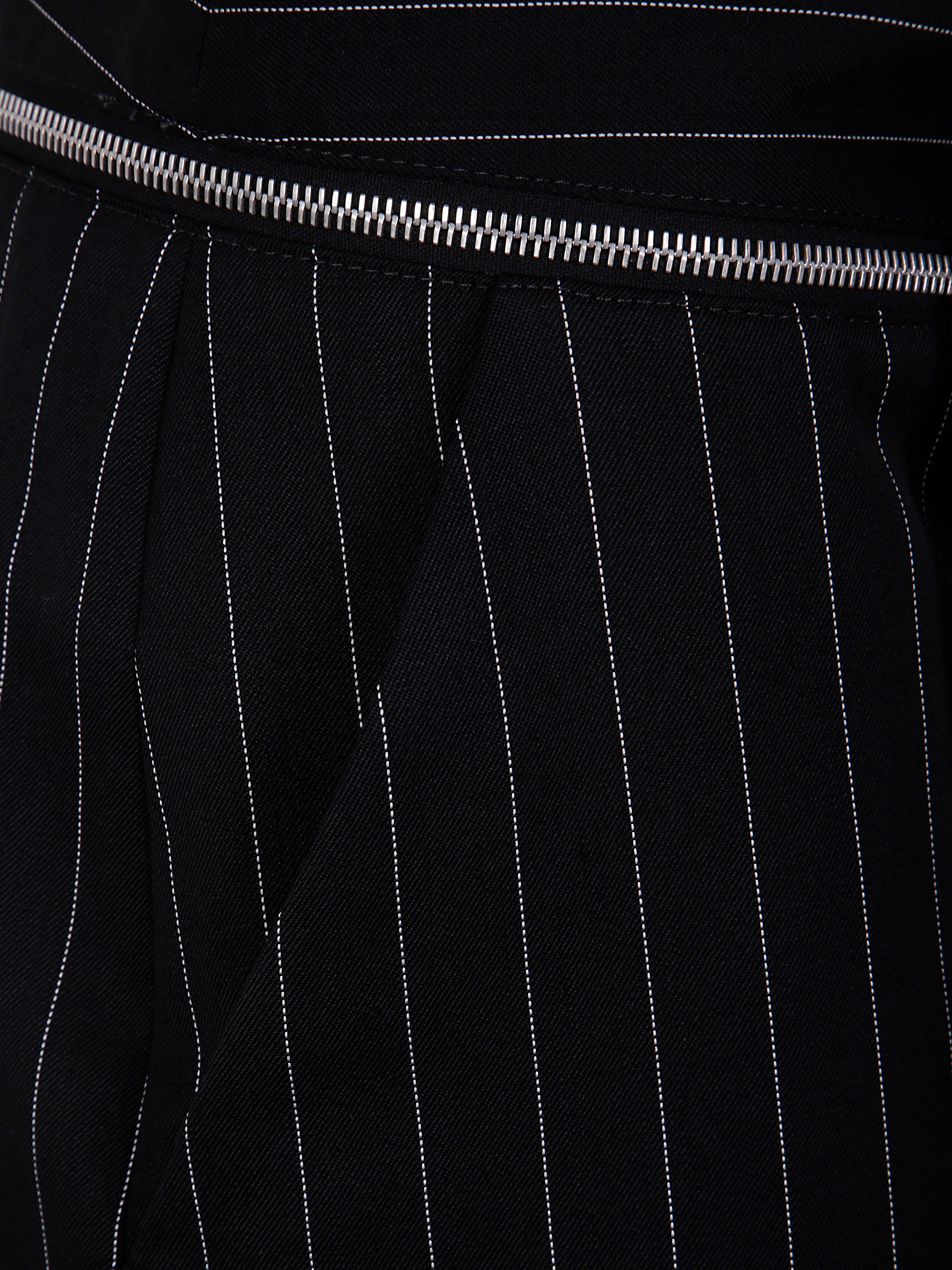 JEAN PAUL GAULTIER Pinstripe Wool Tailored Trousers with Zip-Off Belt