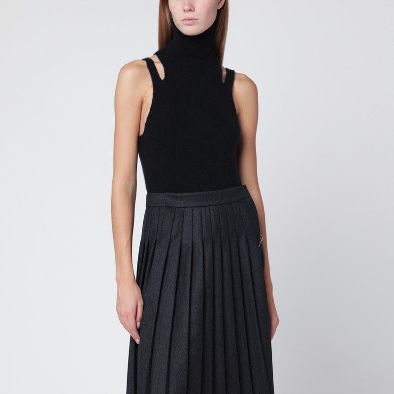 ROBERTO COLLINA Cashmere Blend Turtleneck Top with Cut-Out Shoulders - FW25