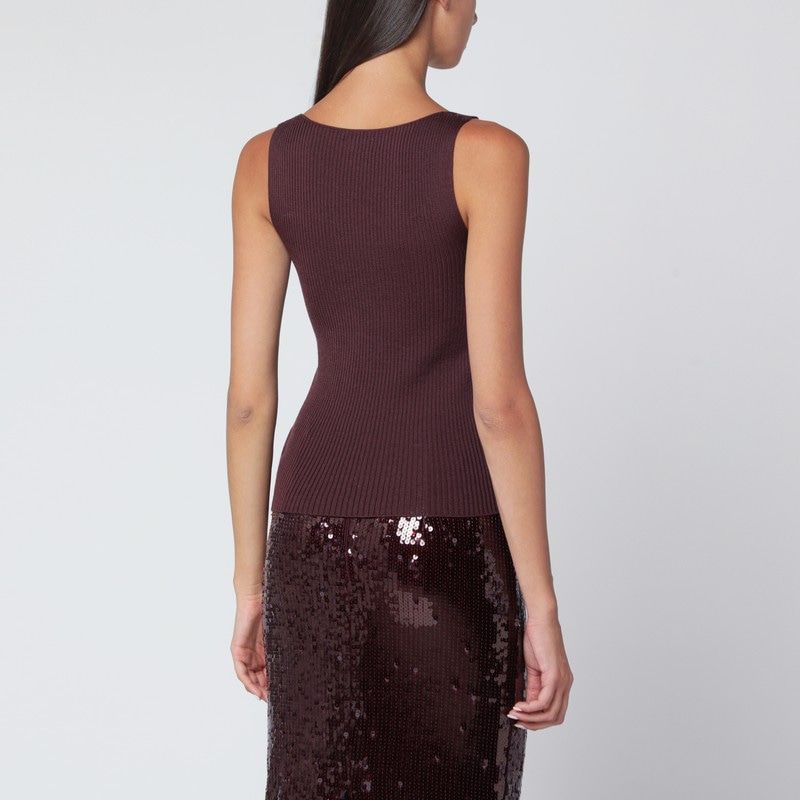 ROBERTO COLLINA Wool Tank Top with Ribbed Design and Wide Crew Neck