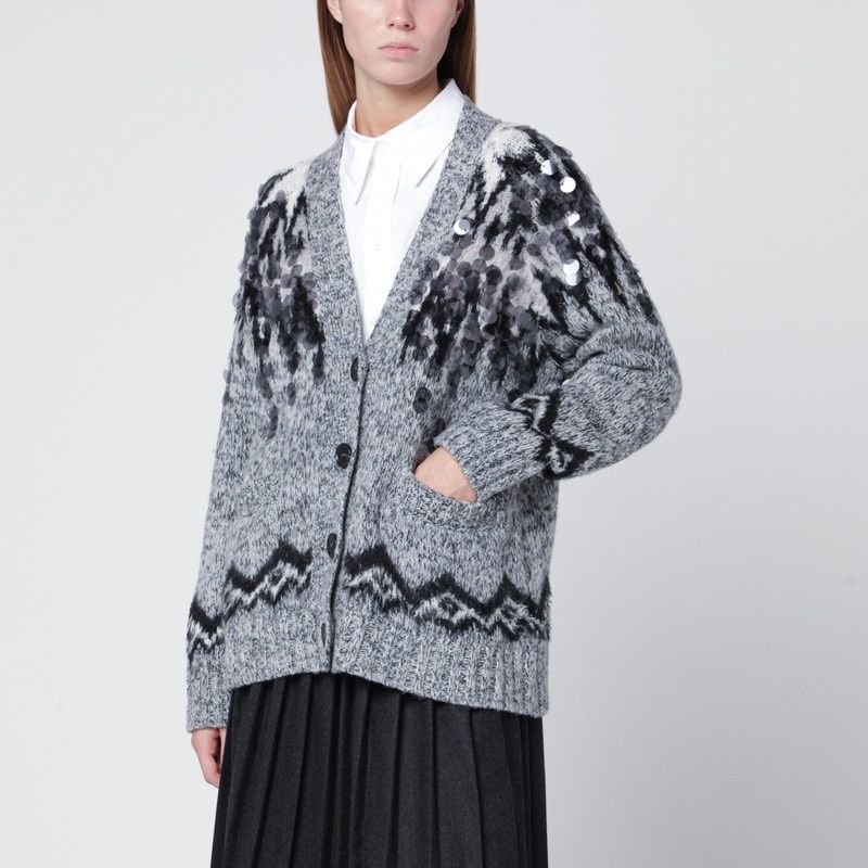 ROBERTO COLLINA Woolblend Cardigan with Sequins - Women’s Fashion