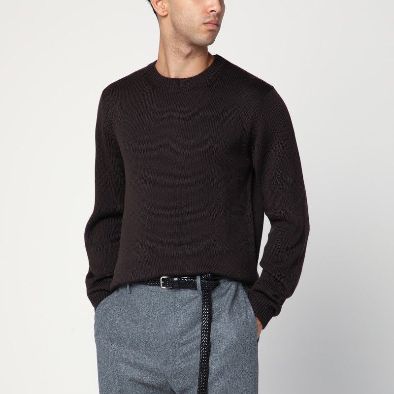 ROBERTO COLLINA Crew Neck Wool Sweater for Men - Long Sleeve