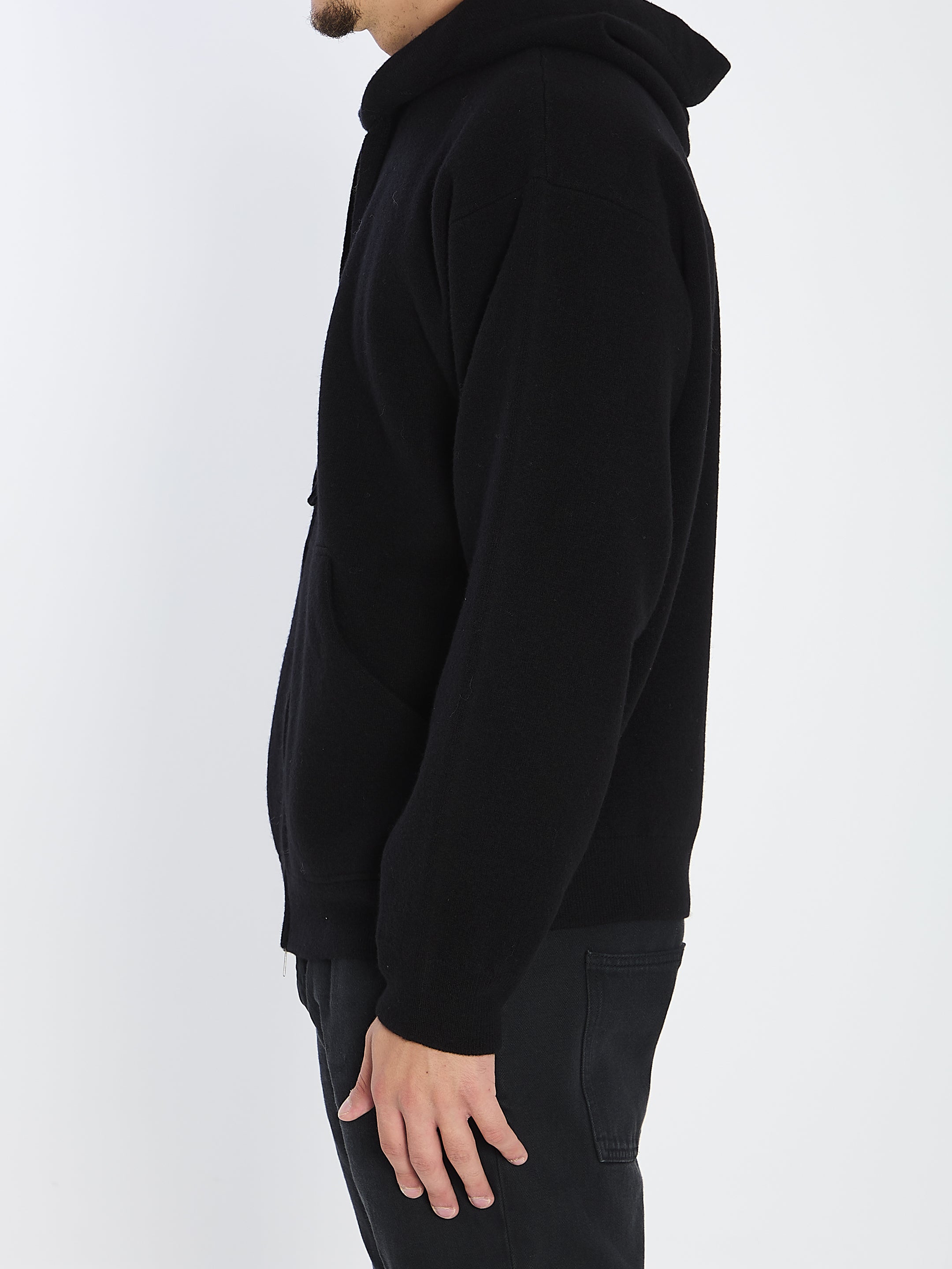 ROBERTO COLLINA Super-Fine Wool Hoodie with Fabric Drawstring - Size 50