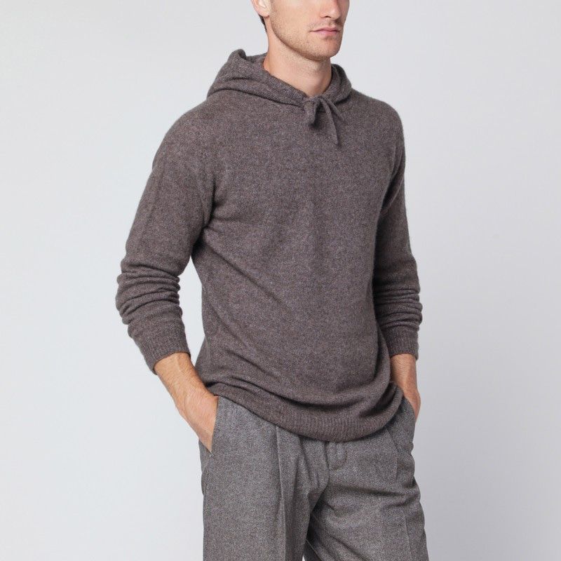 ROBERTO COLLINA Hooded Cashmere Blend Sweater for Men
