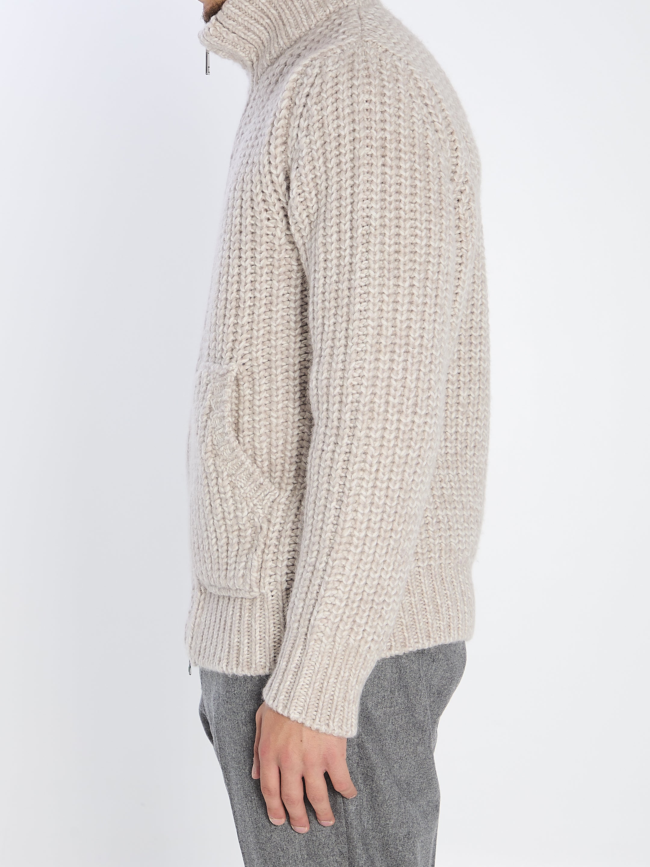 ROBERTO COLLINA Zipped Ribbed Sweatshirt - Regular Fit
