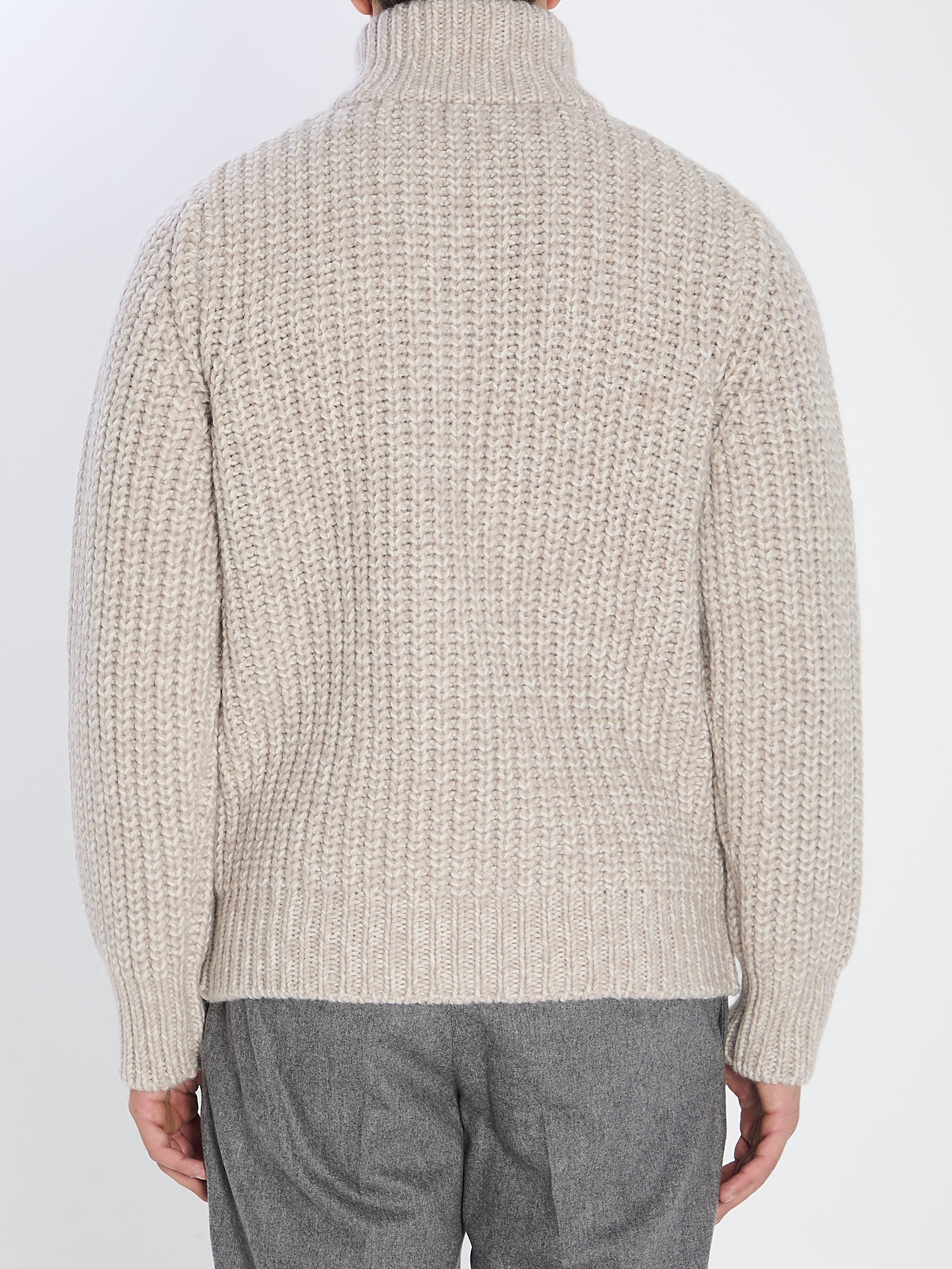 ROBERTO COLLINA Zipped Ribbed Sweatshirt - Regular Fit