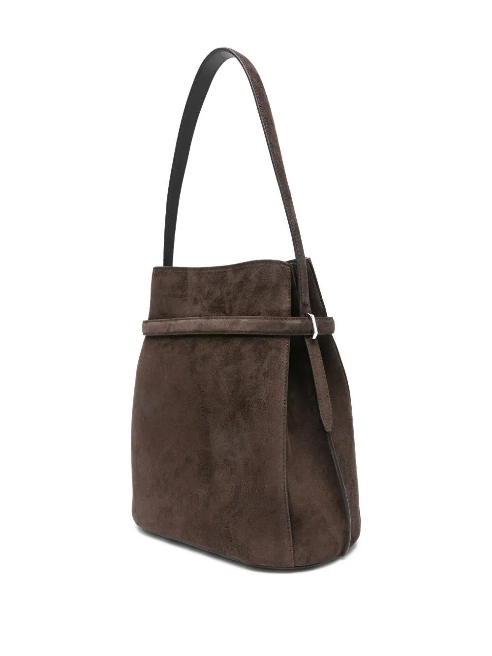 TOTEME Suede Leather Buckle Shoulder Handbag