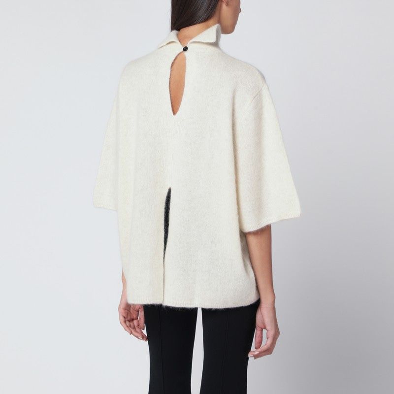 MKDT STUDIO Oversized Batwing Sleeve Sweater with High Neck and Back Slit