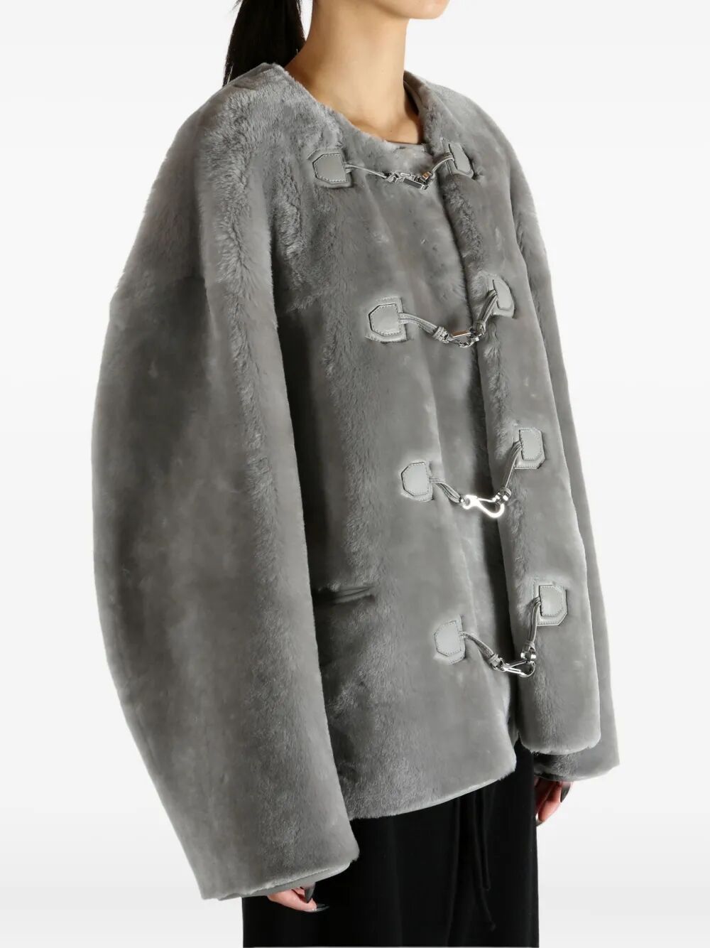 TOTEME Plush Shearling Claps Biker Jacket