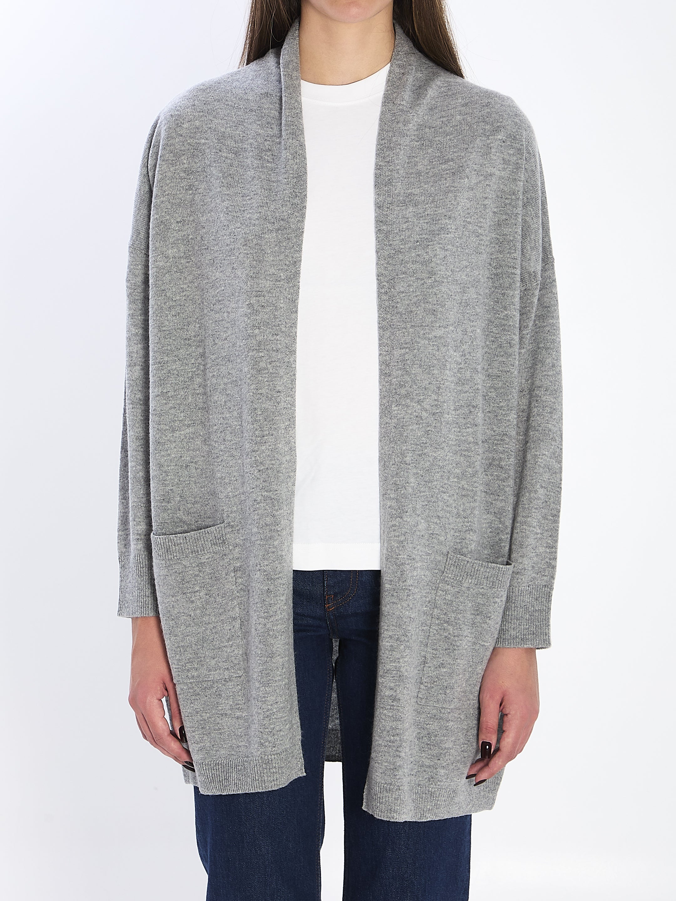 ALLUDE Open Front Cardigan in Virgin Wool and Cashmere