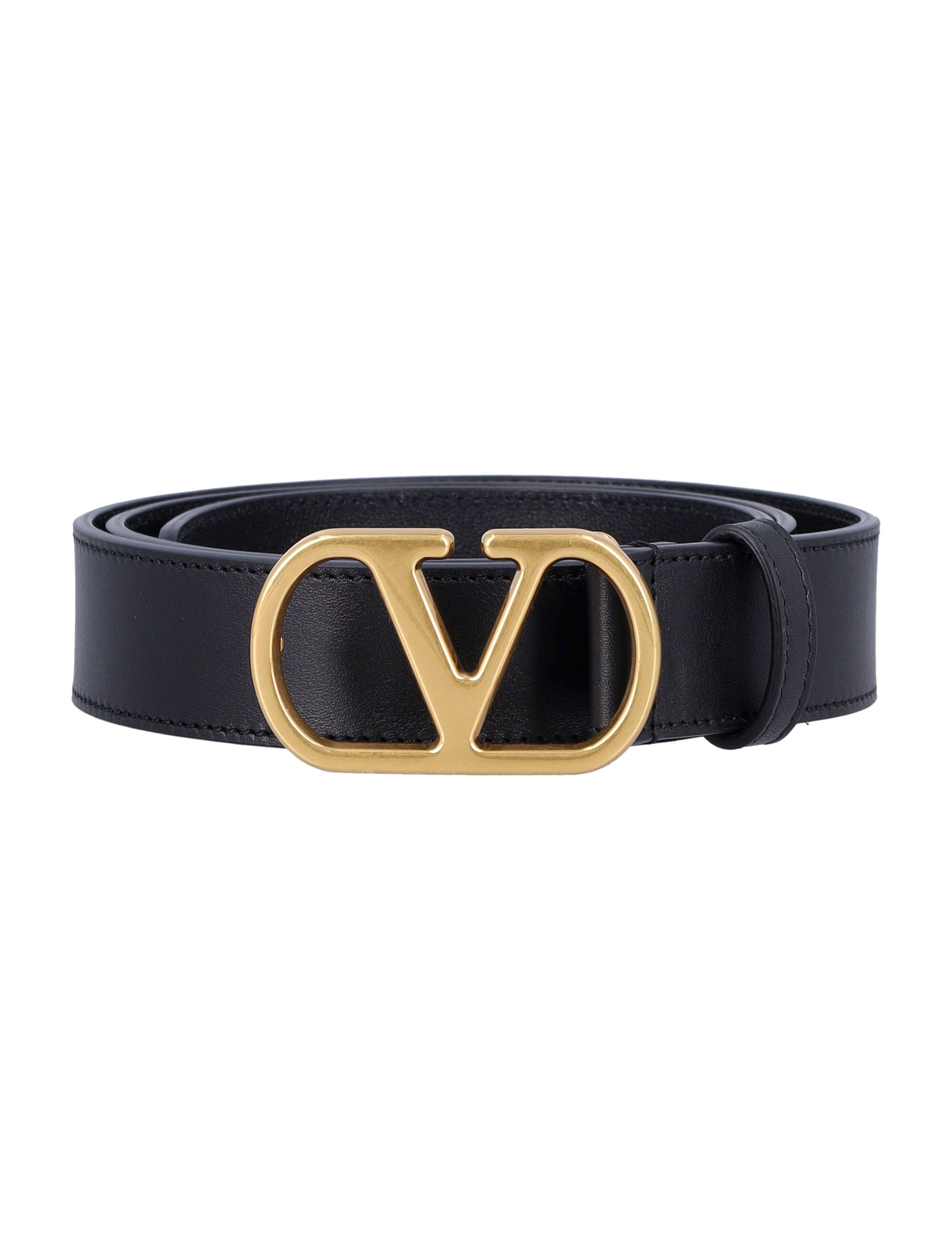 VALENTINO GARAVANI Signature V Logo Leather Belt - 3 cm Wide