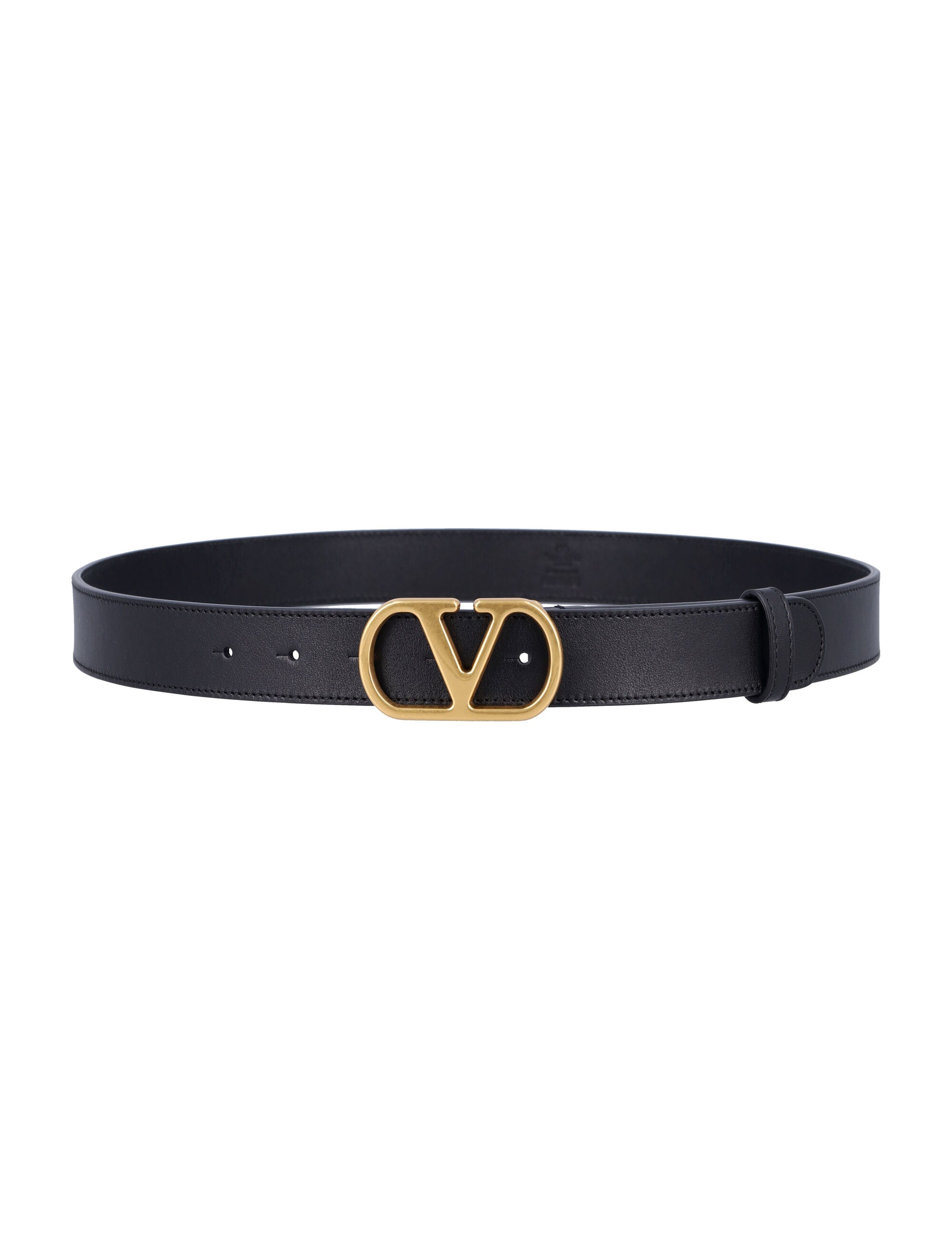 VALENTINO GARAVANI Signature V Logo Leather Belt - 3 cm Wide