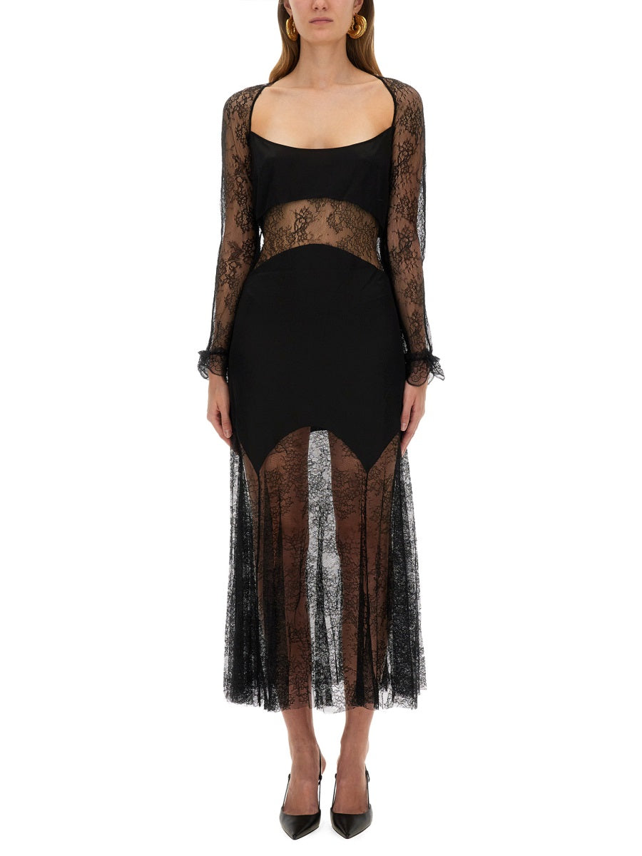 NINA RICCI Long Lace Dress - Size 36 FR