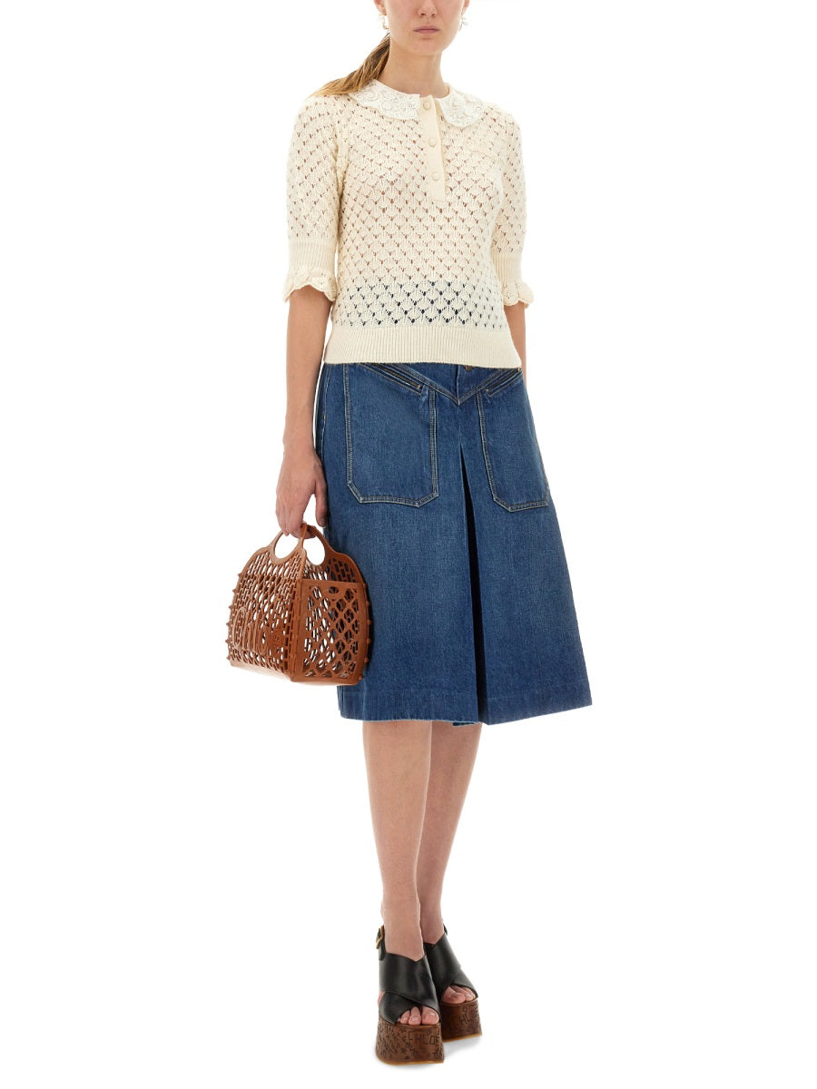 CHLOÉ Kneelength Cotton Denim Skirt for Women