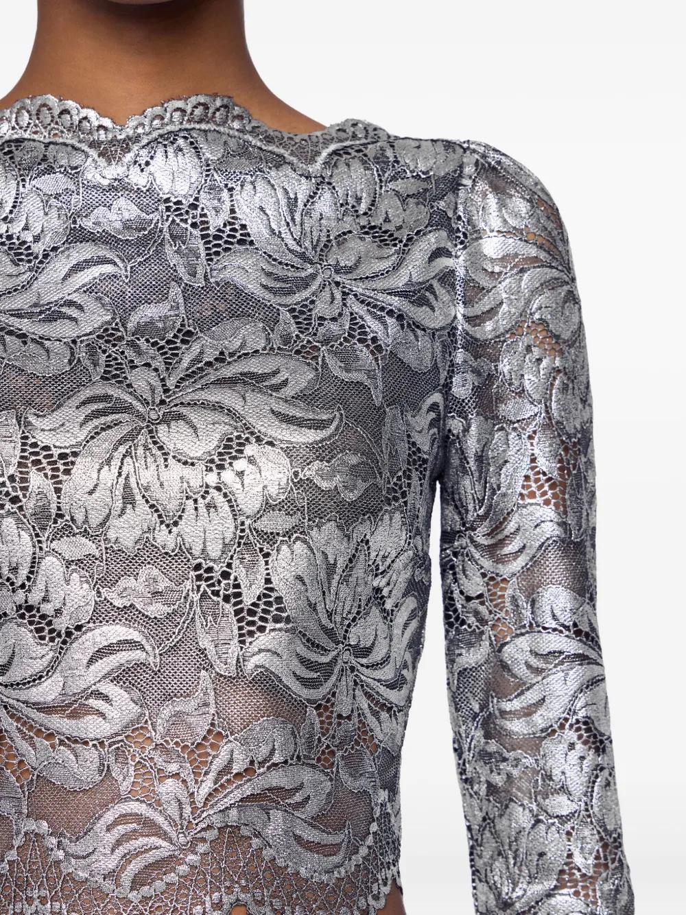 PACO RABANNE Cropped Long Sleeves Lace Top for Women