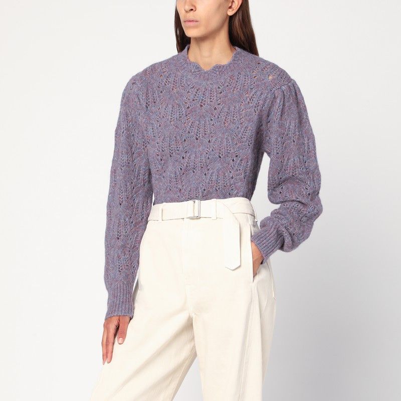 ISABEL MARANT ETOILE Openwork Alpaca-Blend Sweater with Balloon Sleeves