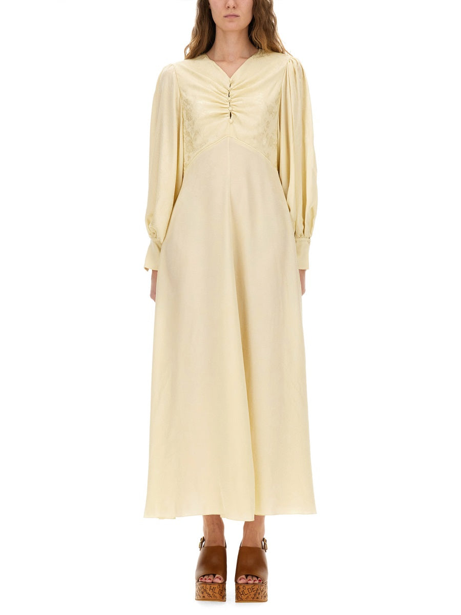CHLOÉ Silk Ruched Dress (Size 38)