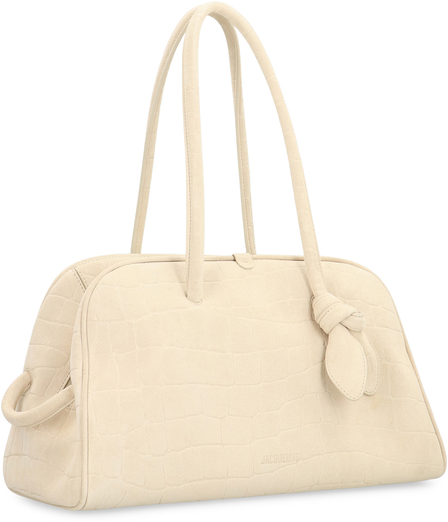 JACQUEMUS Luxury Suede Leather Handbag with Rigid Handles - 39cm x 21cm x 17cm