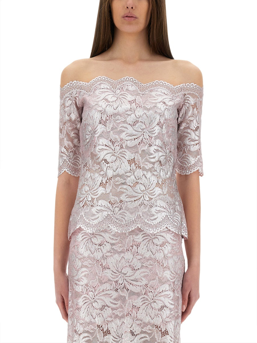 PACO RABANNE Off-the-Shoulder Lace Top - Women's SS25