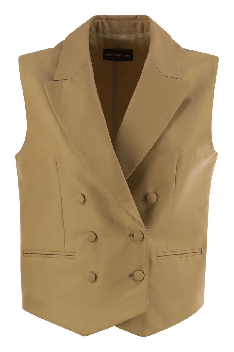 MVP WARDROBE Double-Breasted Cotton and Silk Waistcoat for Women - Slim Fit