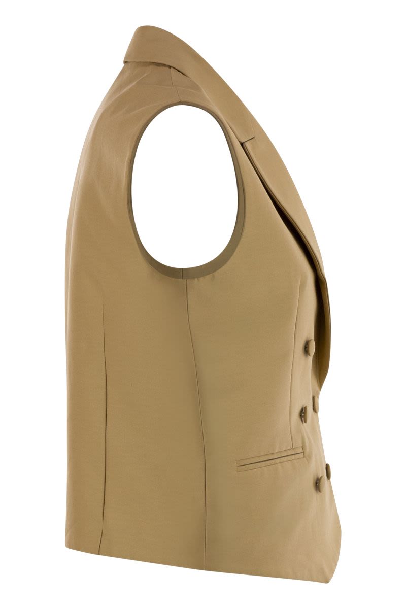 MVP WARDROBE Double-Breasted Cotton and Silk Waistcoat for Women - Slim Fit