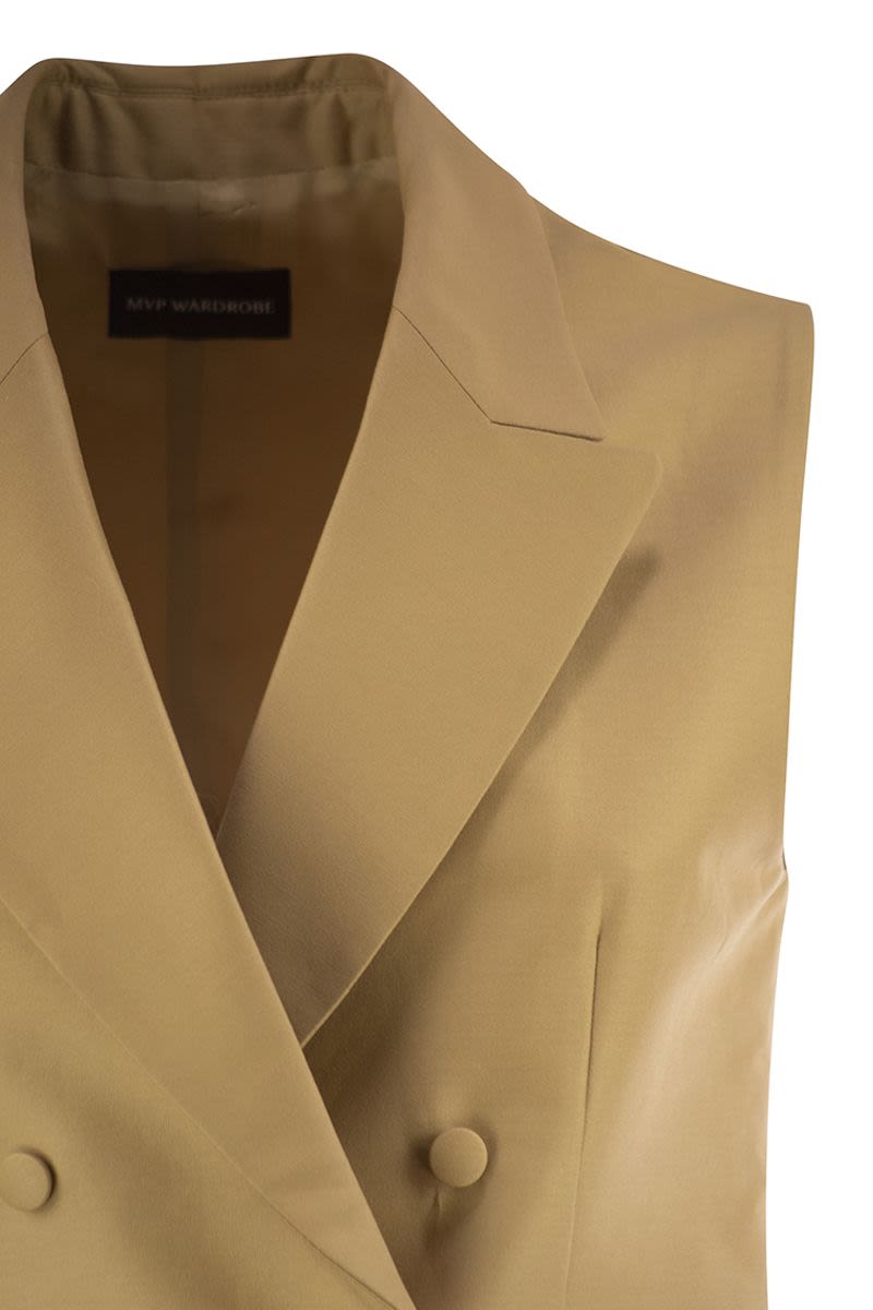 MVP WARDROBE Double-Breasted Cotton and Silk Waistcoat for Women - Slim Fit