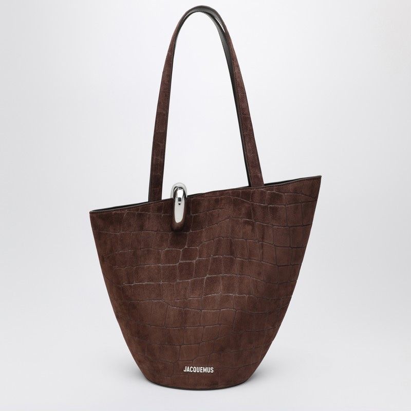 JACQUEMUS Medium Crocodile-Effect Leather Bucket Handbag