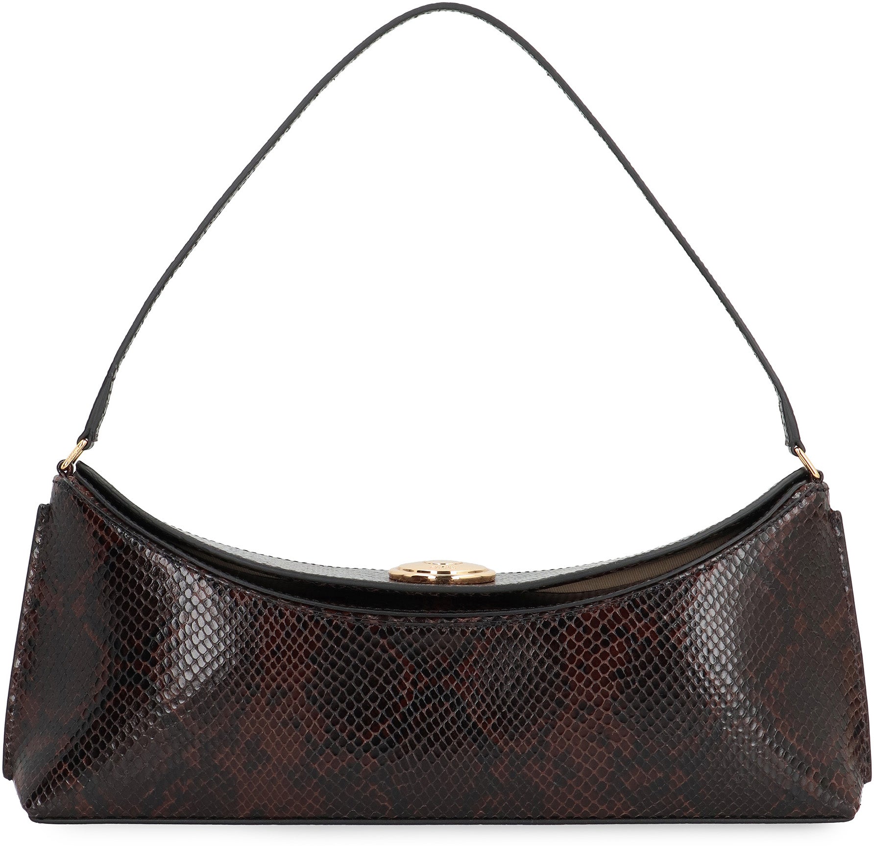 JACQUEMUS Embossed Python-Effect Leather Oval Clutch