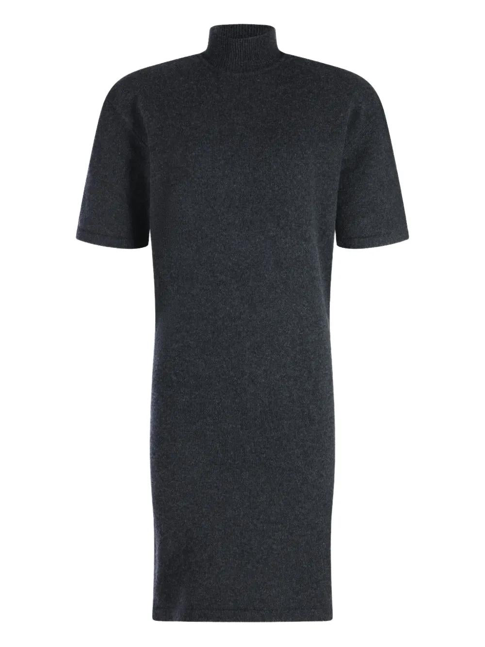 JACQUEMUS Chic Knit Dress with High Collar and Ribbed Sleeves