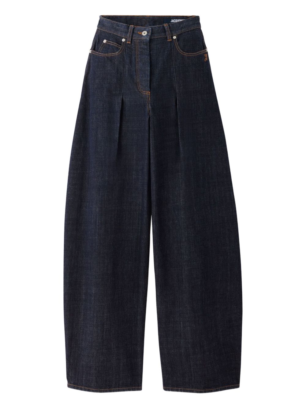 JACQUEMUS Oval Shaped Dark Denim Pants for Women